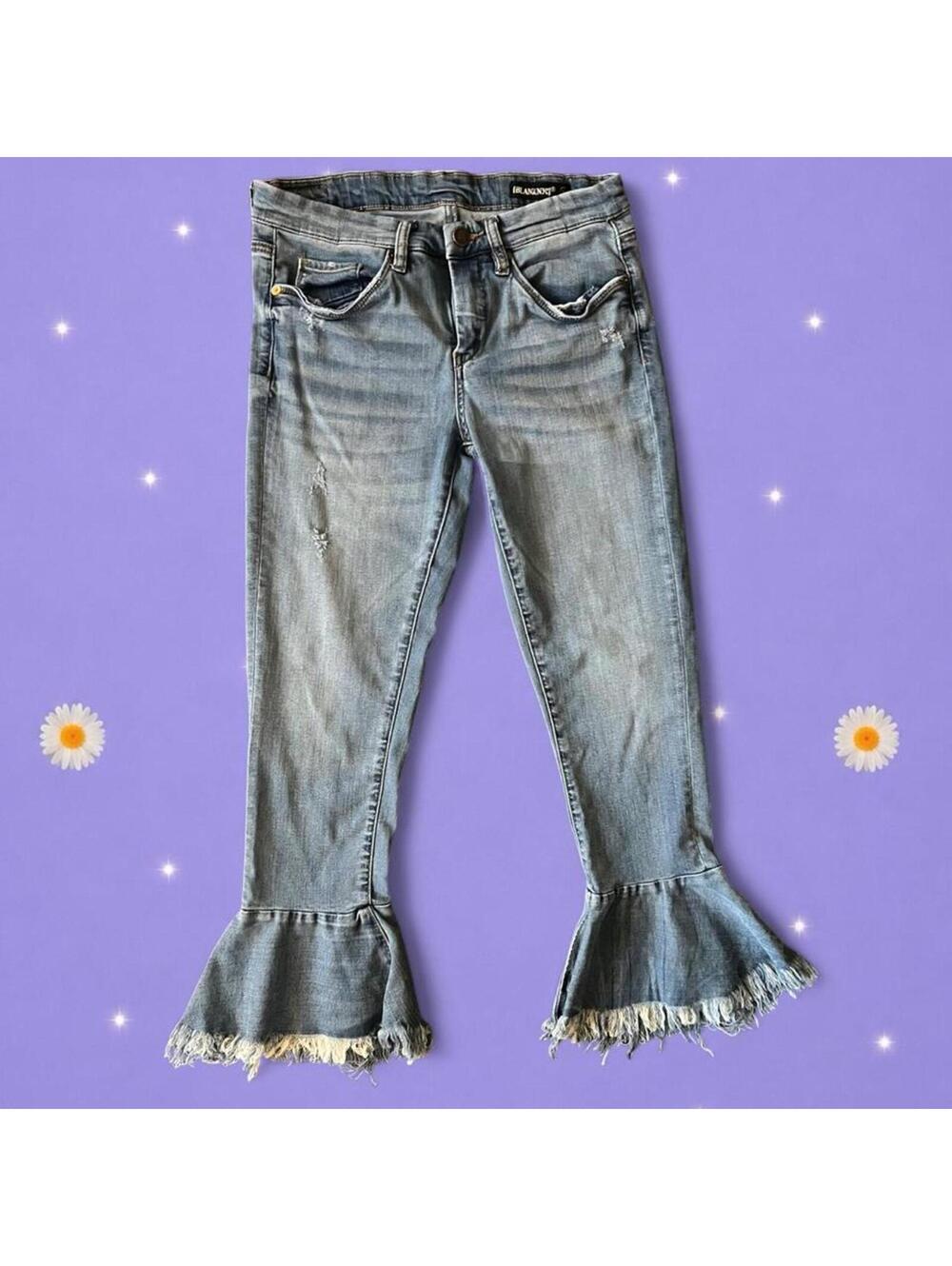 Vintage Y2K BLANKNYC Low Rise Bell Bottom Flare Jeans Frayed Hem Size 28 🦋